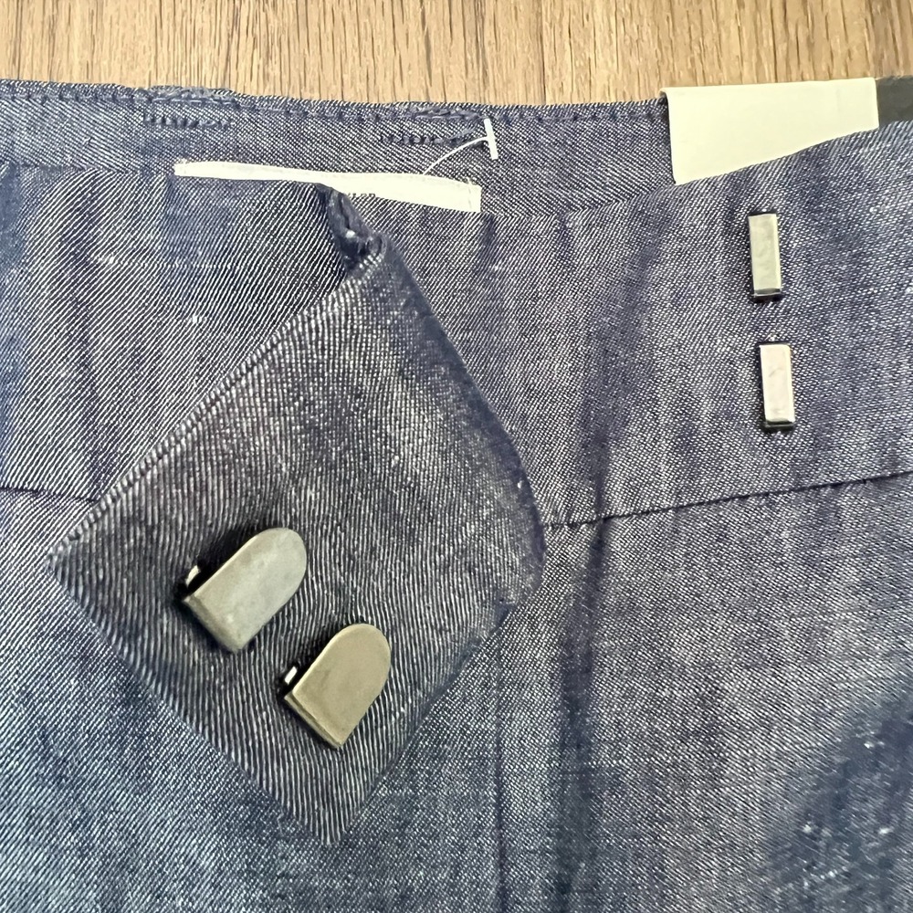 NWT Loft Petites Wide Leg 10P Blue Cotton Ramie Blend Chambray-Like Pants - Picture 4 of 11